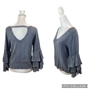Brand new‎ with Tags Style Envy Grey Denim Wash Open Back Blouse Size Small